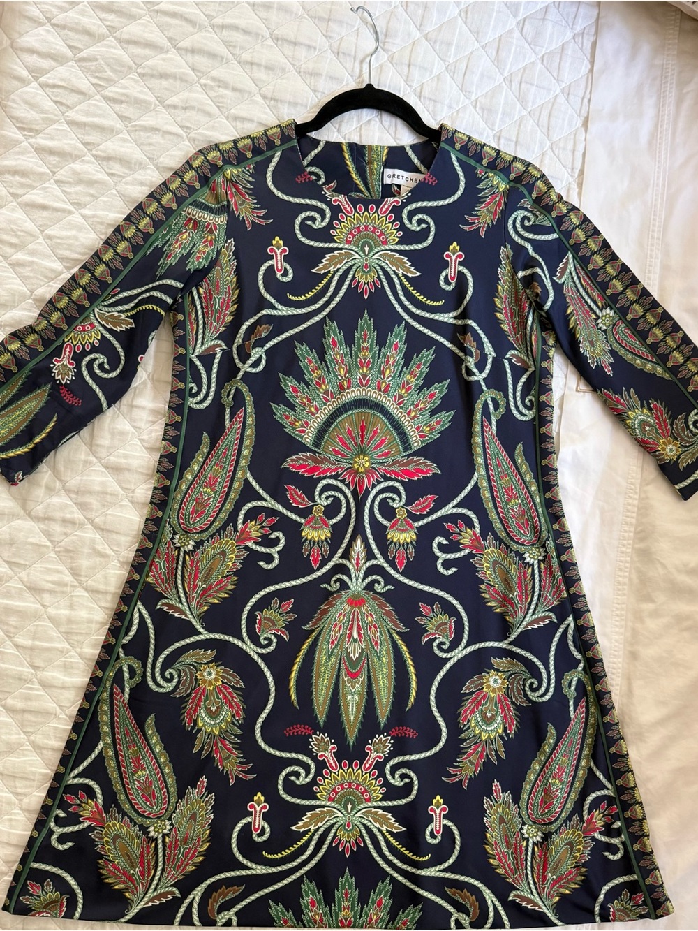 Gretchen Scott Jersey Swing dress in Navy Plume print Size S